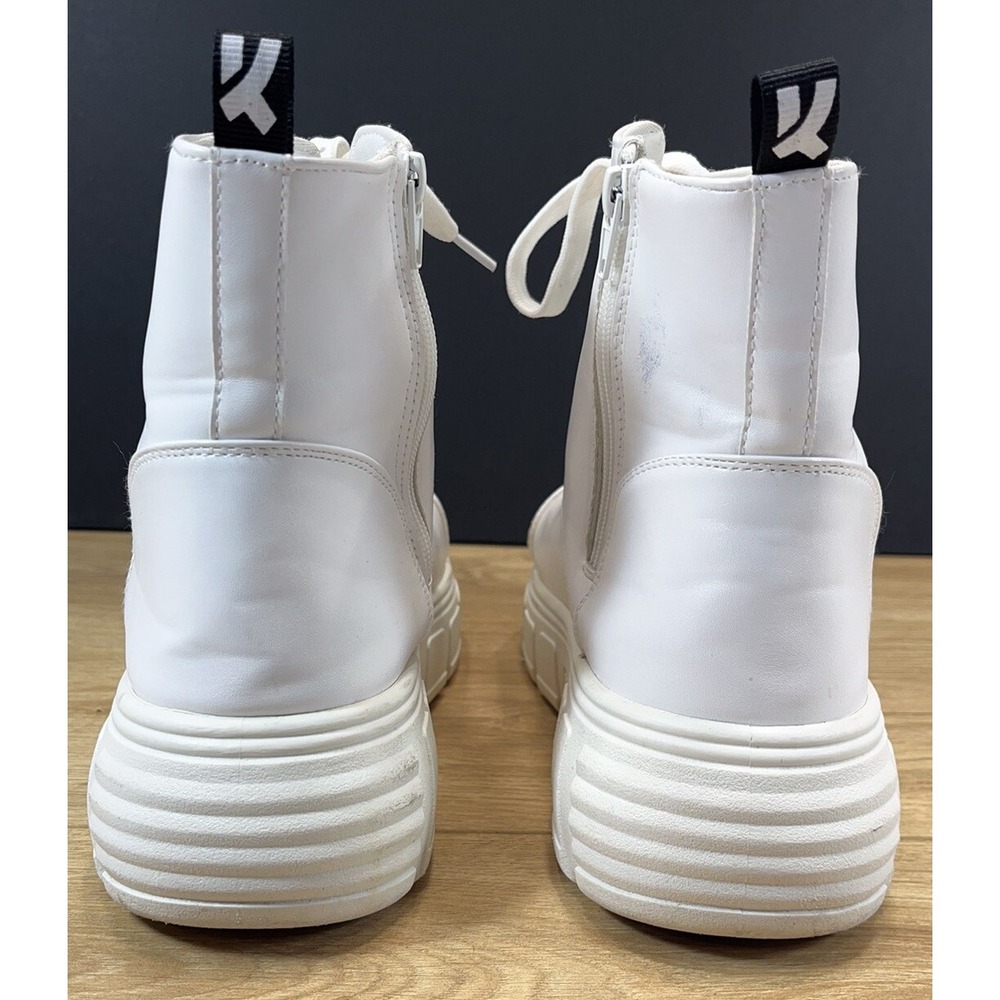 Koi‎ Footwear Women's Platform Ankle Boots Size 9 White Lace Up Lug Sole - Picture 3 of 16